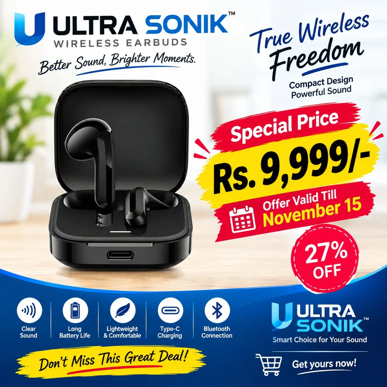 Ultra Sonik™ Wireless Earbuds by Ultra Sonic